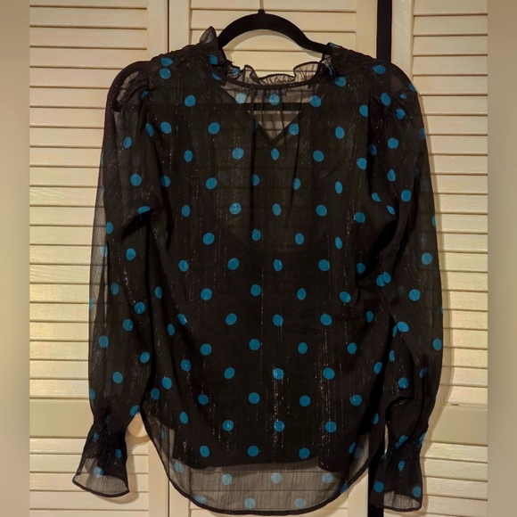 Floral & Ivy Black Sheer Polka Dot Blouse – Size Small - Picture 2 of 5
